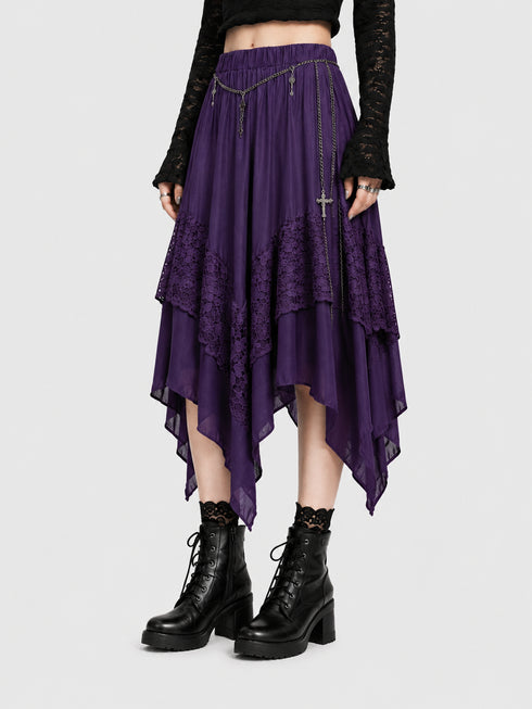Womens Renaissance Skirt Asymmetrical Flowy Goth Skirt