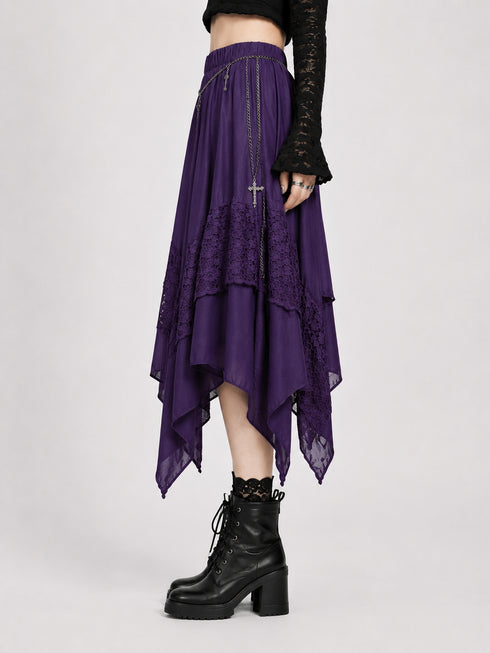 Womens Renaissance Skirt Asymmetrical Flowy Goth Skirt