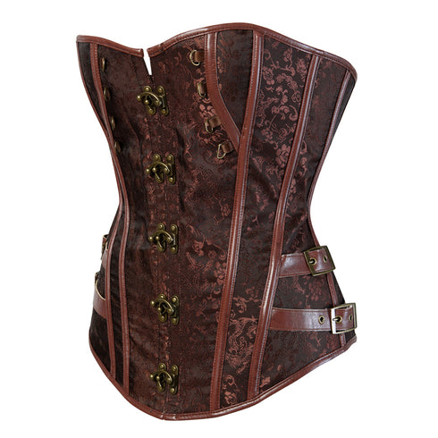 Women Faux Leather Steampunk Carnival Party Bustiers Corset Top