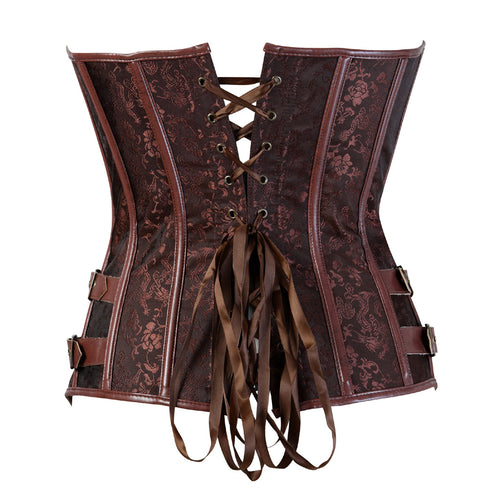 Women Faux Leather Steampunk Carnival Party Bustiers Corset Top