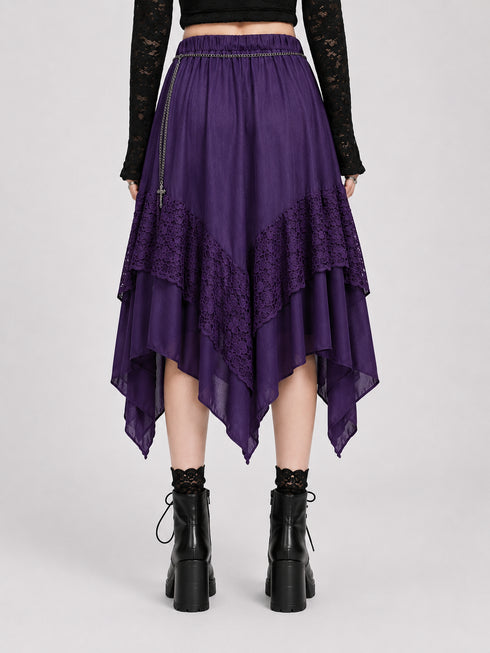 Womens Renaissance Skirt Asymmetrical Flowy Goth Skirt