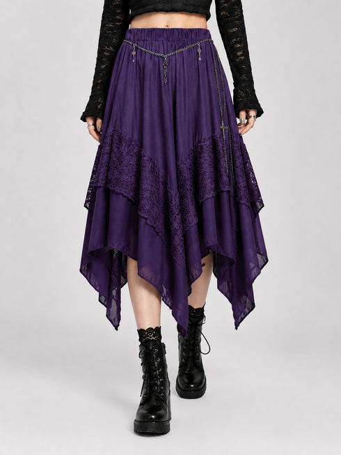 Womens Renaissance Skirt Asymmetrical Flowy Goth Skirt
