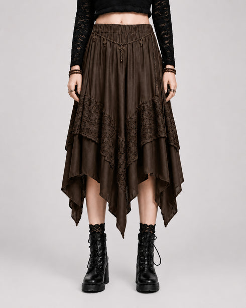 Womens Renaissance Skirt Asymmetrical Flowy Goth Skirt