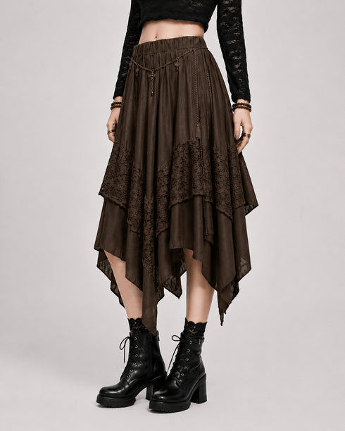 Womens Renaissance Skirt Asymmetrical Flowy Goth Skirt
