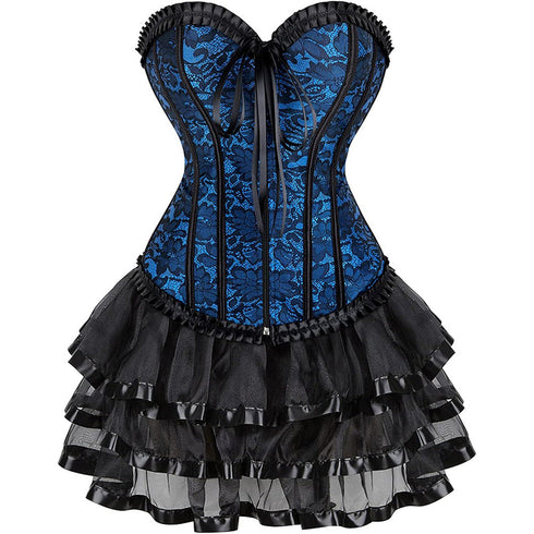Women Corset Dress Gothic Corset Skirt Set Burlesque Dress Costume