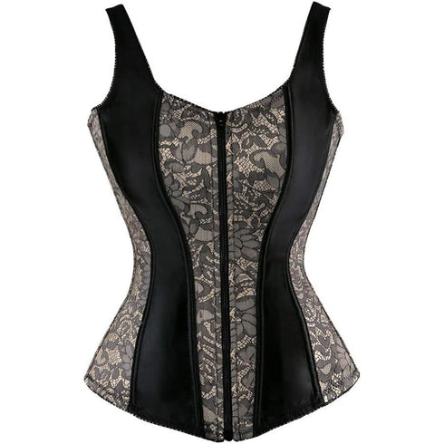 Fashion Women Waist Cincher Overbust Brocade Vest Corset