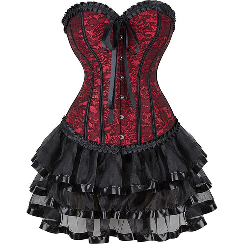 Women Corset Dress Gothic Corset Skirt Set Burlesque Dress Costume