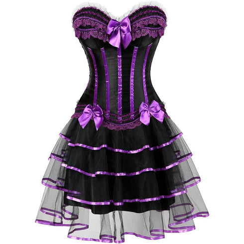 Corset Dresses Overbust Corset Skirt Set Moulin Rouge Showgirl Saloon Girl Costume Clubwear