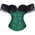 Women Corset Top with Lace Sleeve Bustier Waist Cincher Costume Tops