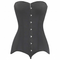 Long Torso Corset Satin Overbust Steel Boned Corselet Gothic Korse Black