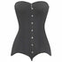 Long Torso Corset Satin Overbust Steel Boned Corselet Gothic Korse Black