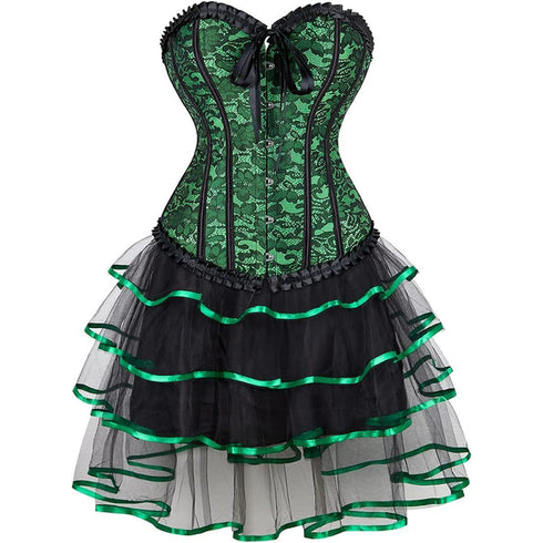 Corset Dresses Overbust Corset Skirt Set Moulin Rouge Showgirl Saloon Girl Costume Clubwear
