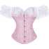 Women Corset Top with Lace Sleeve Bustier Waist Cincher Costume Tops
