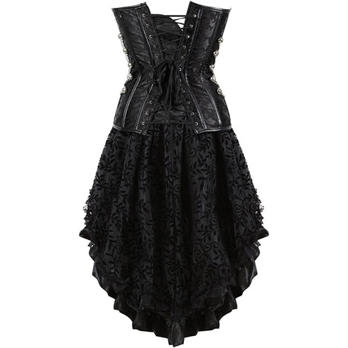 Machinery Steampunk Corset Womens Party Costume Skirt Set