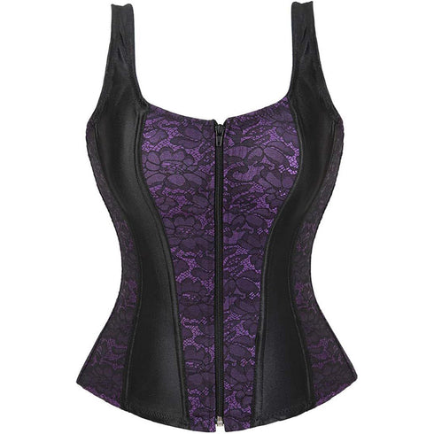 Fashion Women Waist Cincher Overbust Brocade Vest Corset