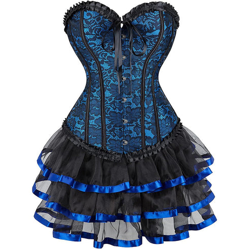 Women Corset Dress Gothic Corset Skirt Set Burlesque Dress Costume