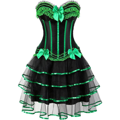 Corset Dresses Overbust Corset Skirt Set Moulin Rouge Showgirl Saloon Girl Costume Clubwear