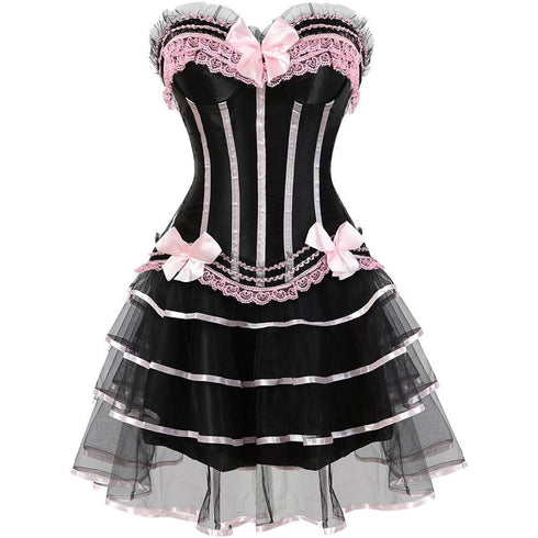Corset Dresses Overbust Corset Skirt Set Moulin Rouge Showgirl Saloon Girl Costume Clubwear