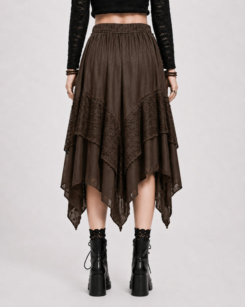 Womens Renaissance Skirt Asymmetrical Flowy Goth Skirt