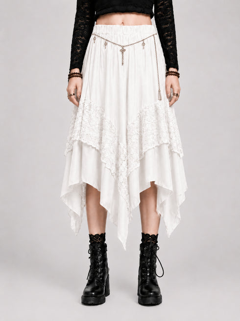 Womens Renaissance Skirt Asymmetrical Flowy Goth Skirt