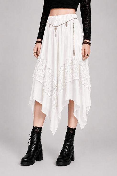 Womens Renaissance Skirt Asymmetrical Flowy Goth Skirt