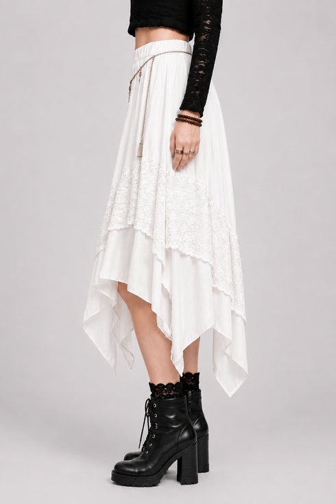 Womens Renaissance Skirt Asymmetrical Flowy Goth Skirt