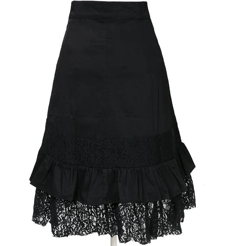 Women's Steampunk Gothic Clothing Vintage Cotton Black Lace Skirts