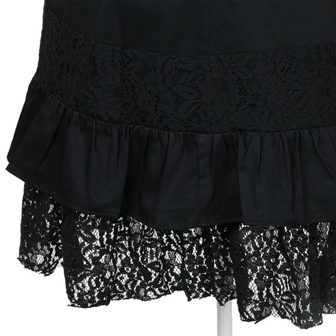 Women's Steampunk Gothic Clothing Vintage Cotton Black Lace Skirts