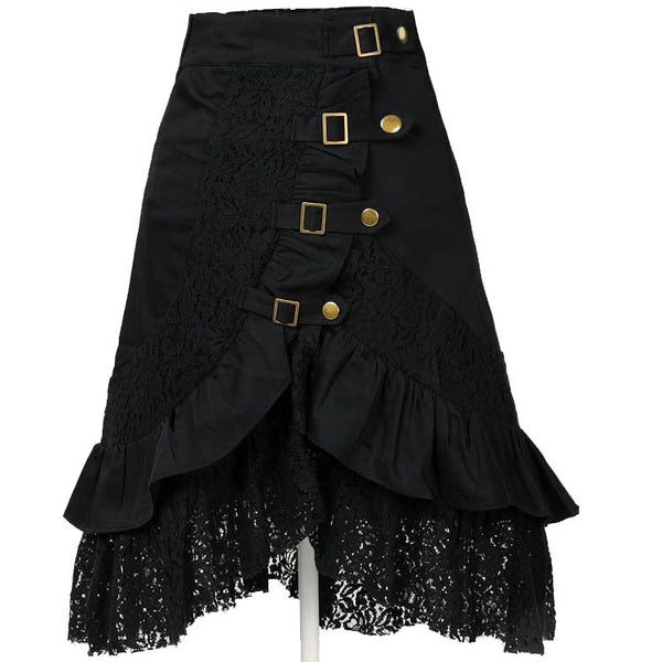 Women's Steampunk Gothic Clothing Vintage Cotton Black Lace Skirts