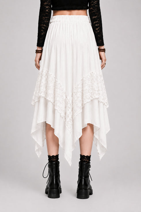 Womens Renaissance Skirt Asymmetrical Flowy Goth Skirt