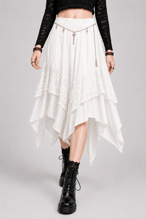 Womens Renaissance Skirt Asymmetrical Flowy Goth Skirt