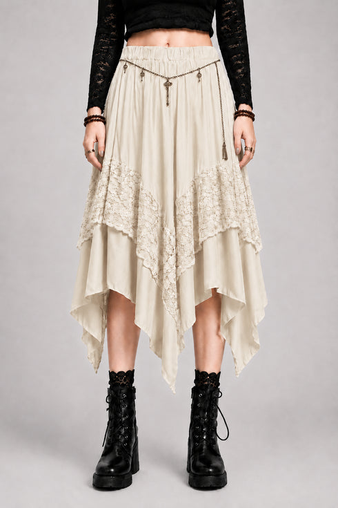 Womens Renaissance Skirt Asymmetrical Flowy Goth Skirt