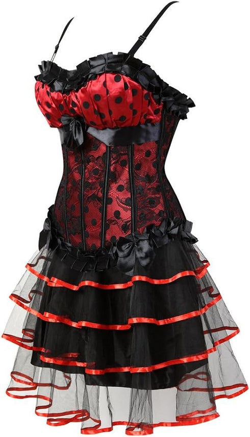 Corset Dresses Overbust Corset Skirt Set Moulin Rouge Showgirl Saloon Girl Costume Clubwear