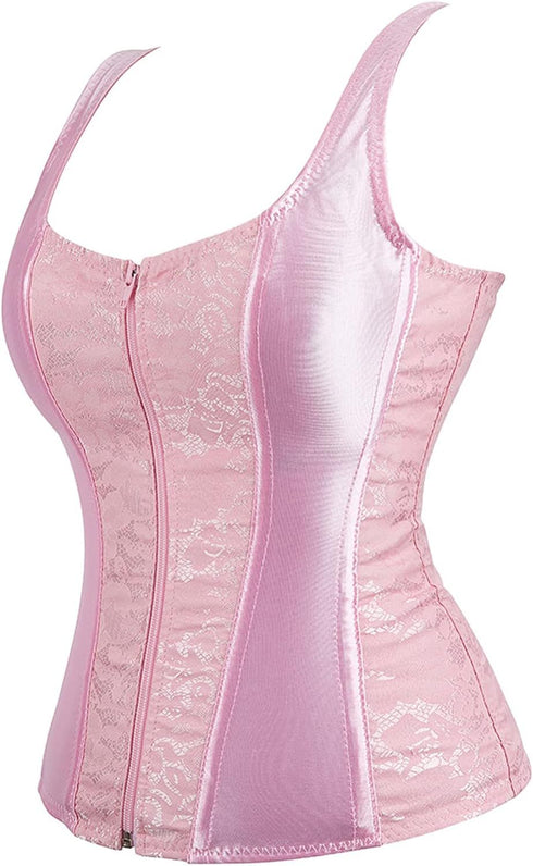 Fashion Women Waist Cincher Overbust Brocade Vest Corset