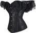 Women Corset Top with Lace Sleeve Bustier Waist Cincher Costume Tops