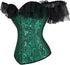 Women Corset Top with Lace Sleeve Bustier Waist Cincher Costume Tops