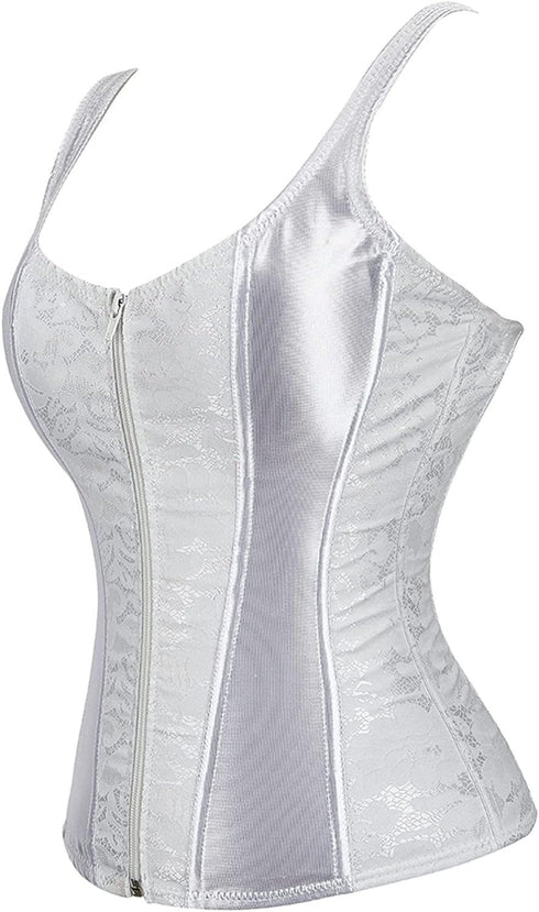 Fashion Women Waist Cincher Overbust Brocade Vest Corset