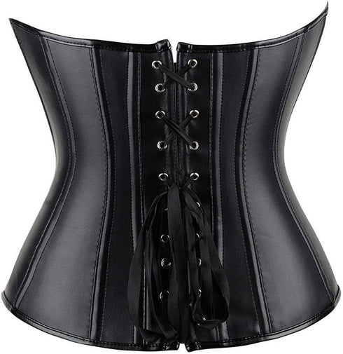 Cool Artificial Leather PU Tunic Belly Overbust Corset