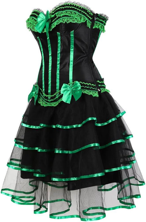 Corset Dresses Overbust Corset Skirt Set Moulin Rouge Showgirl Saloon Girl Costume Clubwear