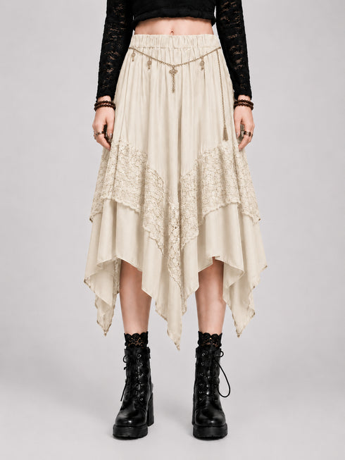 Womens Renaissance Skirt Asymmetrical Flowy Goth Skirt