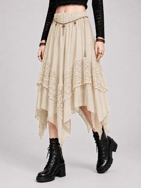 Womens Renaissance Skirt Asymmetrical Flowy Goth Skirt