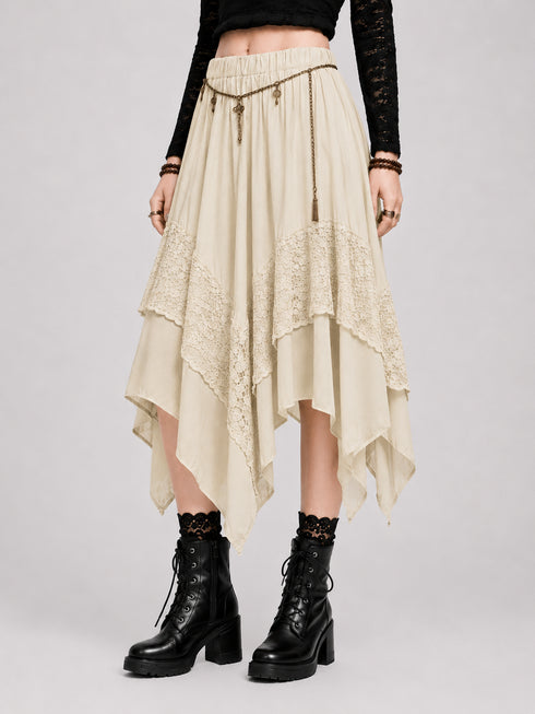 Womens Renaissance Skirt Asymmetrical Flowy Goth Skirt