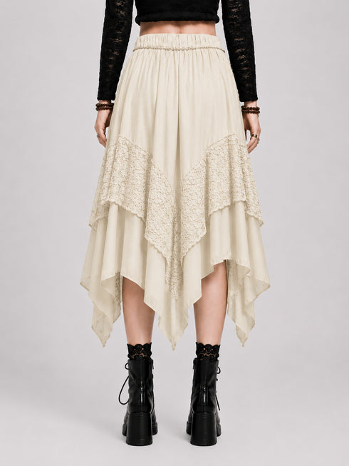 Womens Renaissance Skirt Asymmetrical Flowy Goth Skirt