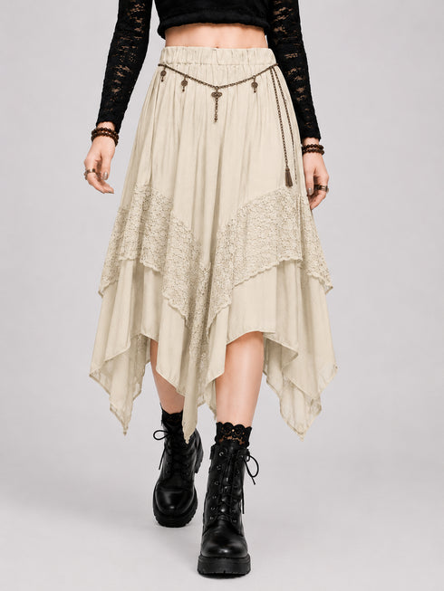 Womens Renaissance Skirt Asymmetrical Flowy Goth Skirt