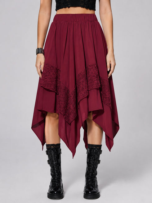 Womens Renaissance Skirt Asymmetrical Flowy Goth Skirt