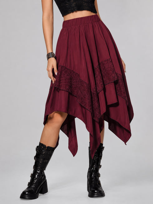 Womens Renaissance Skirt Asymmetrical Flowy Goth Skirt
