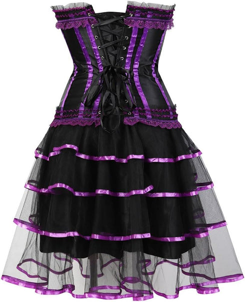 Corset Dresses Overbust Corset Skirt Set Moulin Rouge Showgirl Saloon Girl Costume Clubwear