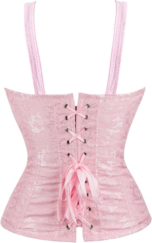 Fashion Women Waist Cincher Overbust Brocade Vest Corset