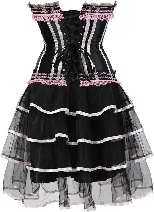 Corset Dresses Overbust Corset Skirt Set Moulin Rouge Showgirl Saloon Girl Costume Clubwear