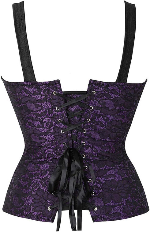 Fashion Women Waist Cincher Overbust Brocade Vest Corset